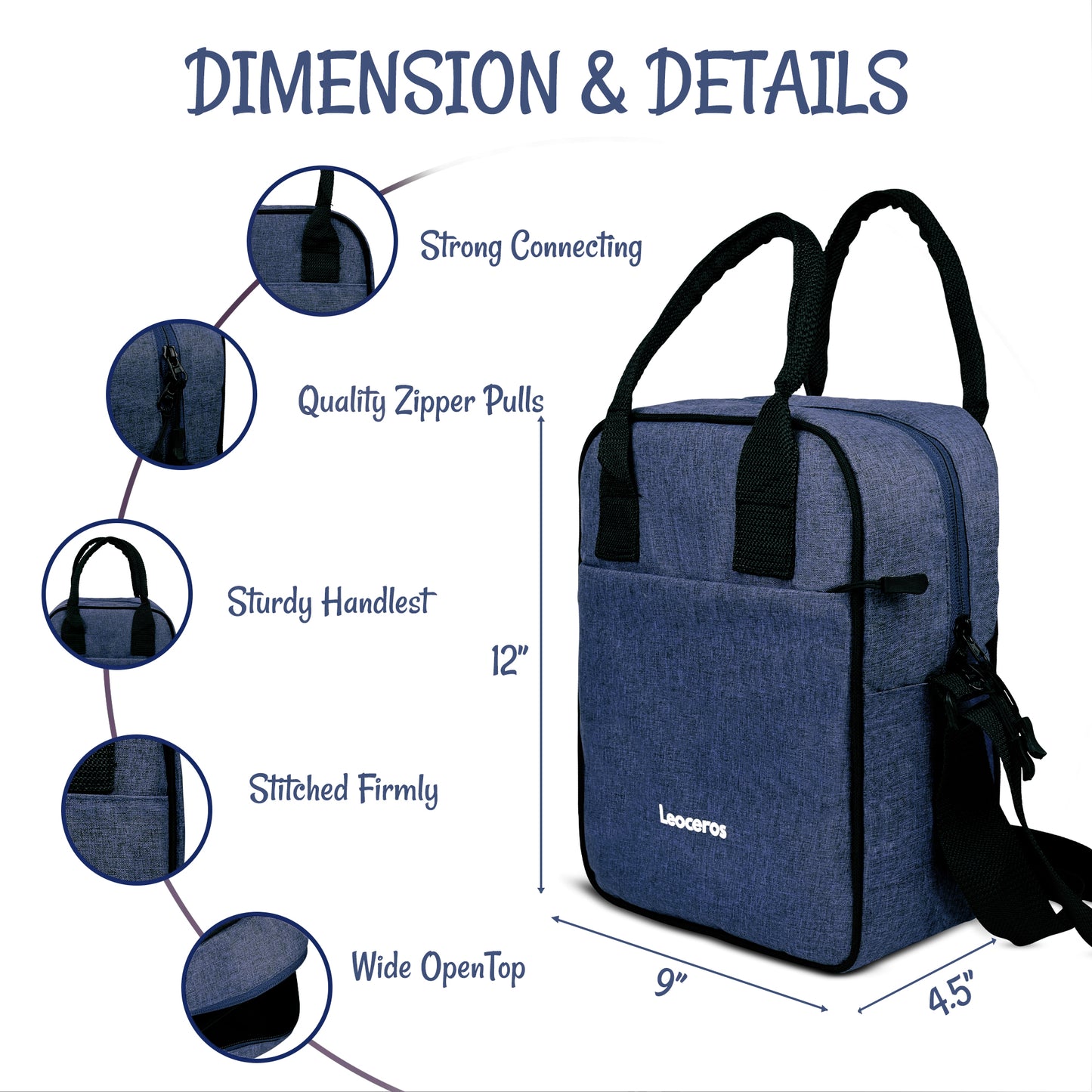 Lunch Bag with Shoulder Strap Blue