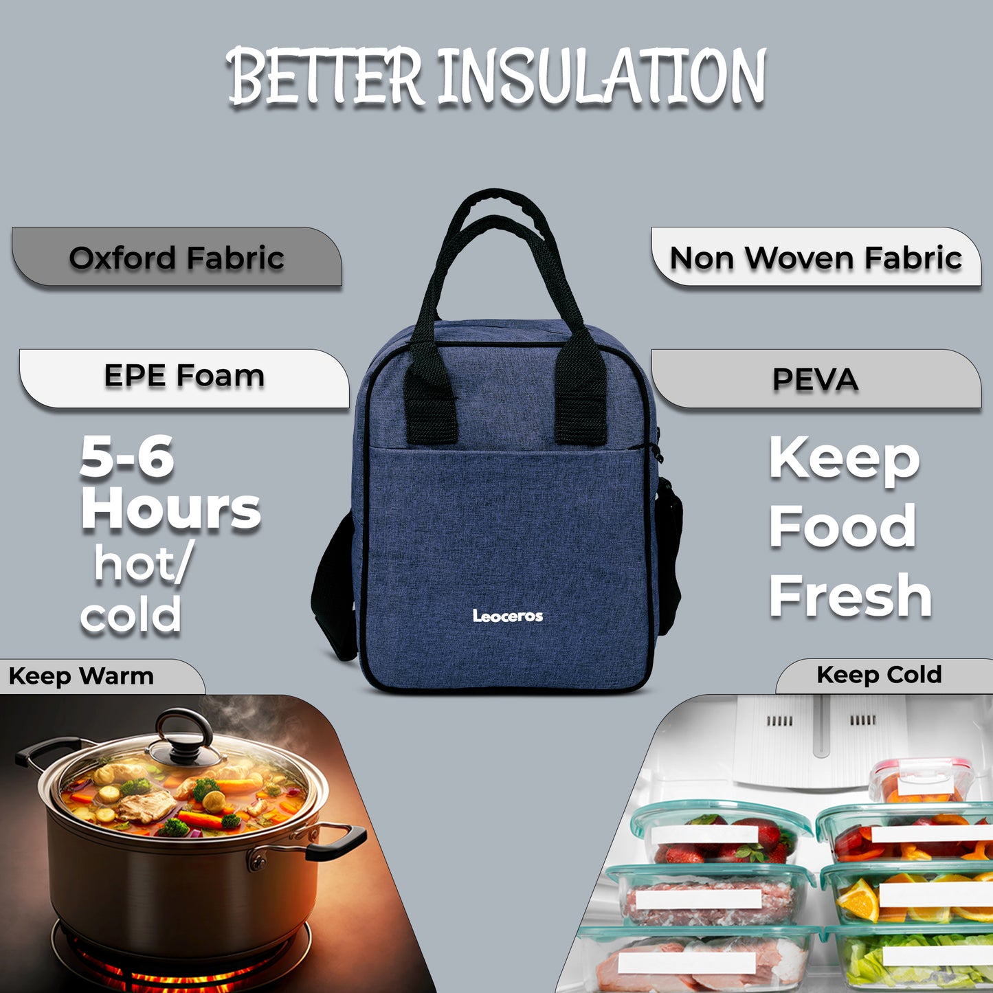 Lunch Bag with Shoulder Strap Blue