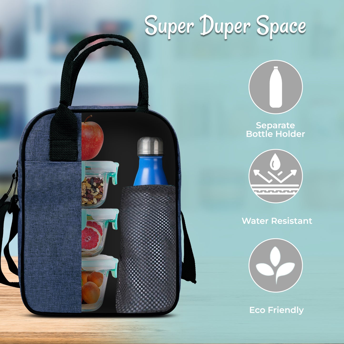 Lunch Bag with Shoulder Strap Blue