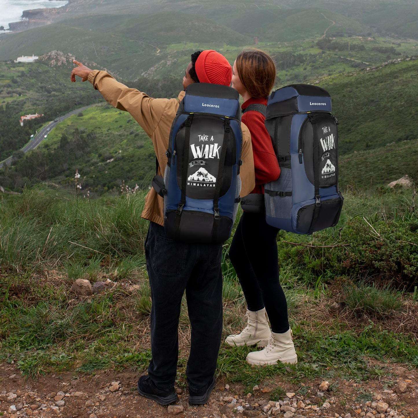 Water Proof 65 Litre Blue Hiking Backpack