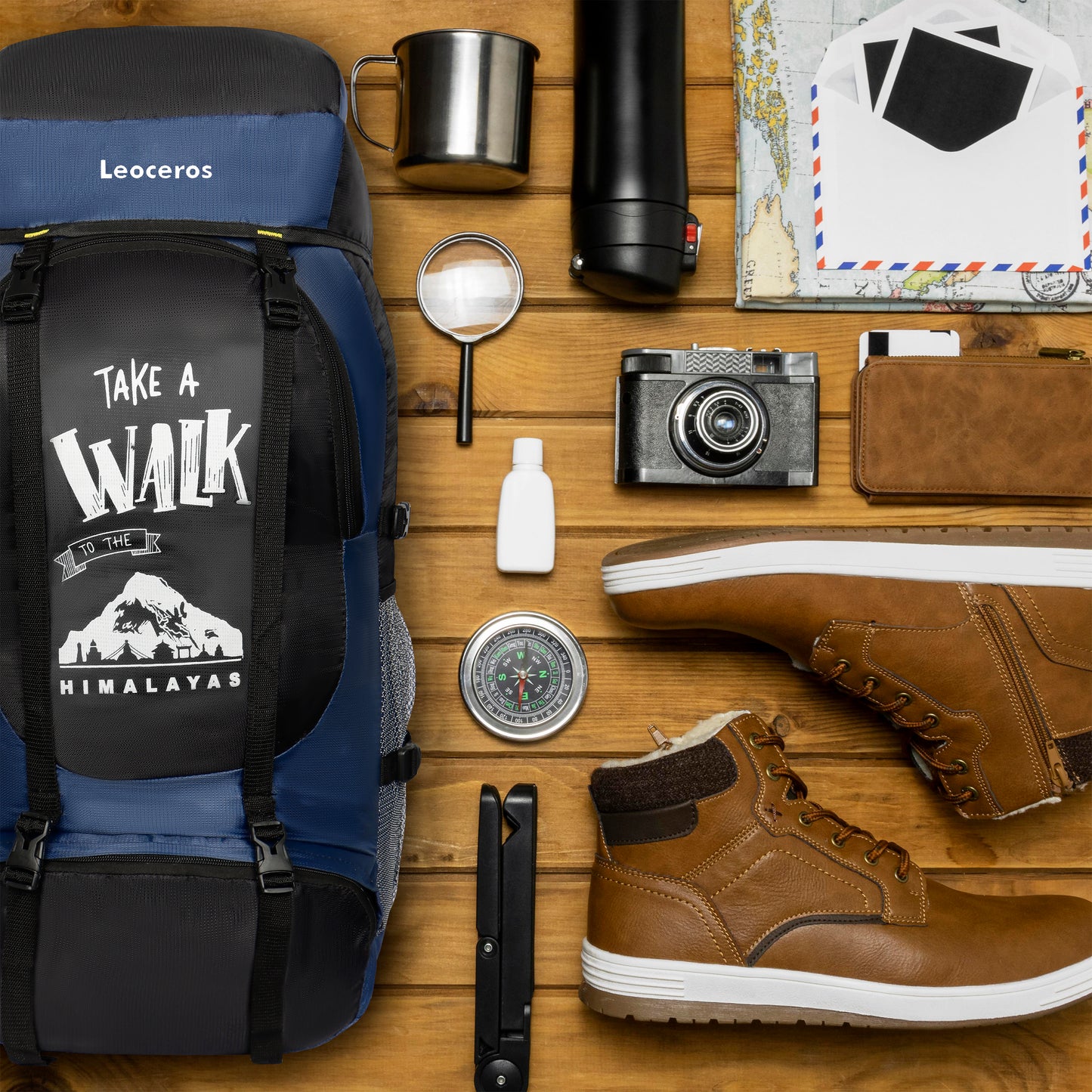 Water Proof 65 Litre Blue Hiking Backpack