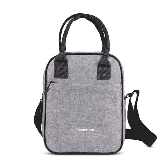 Lunch Bag with Shoulder Strap Grey & White