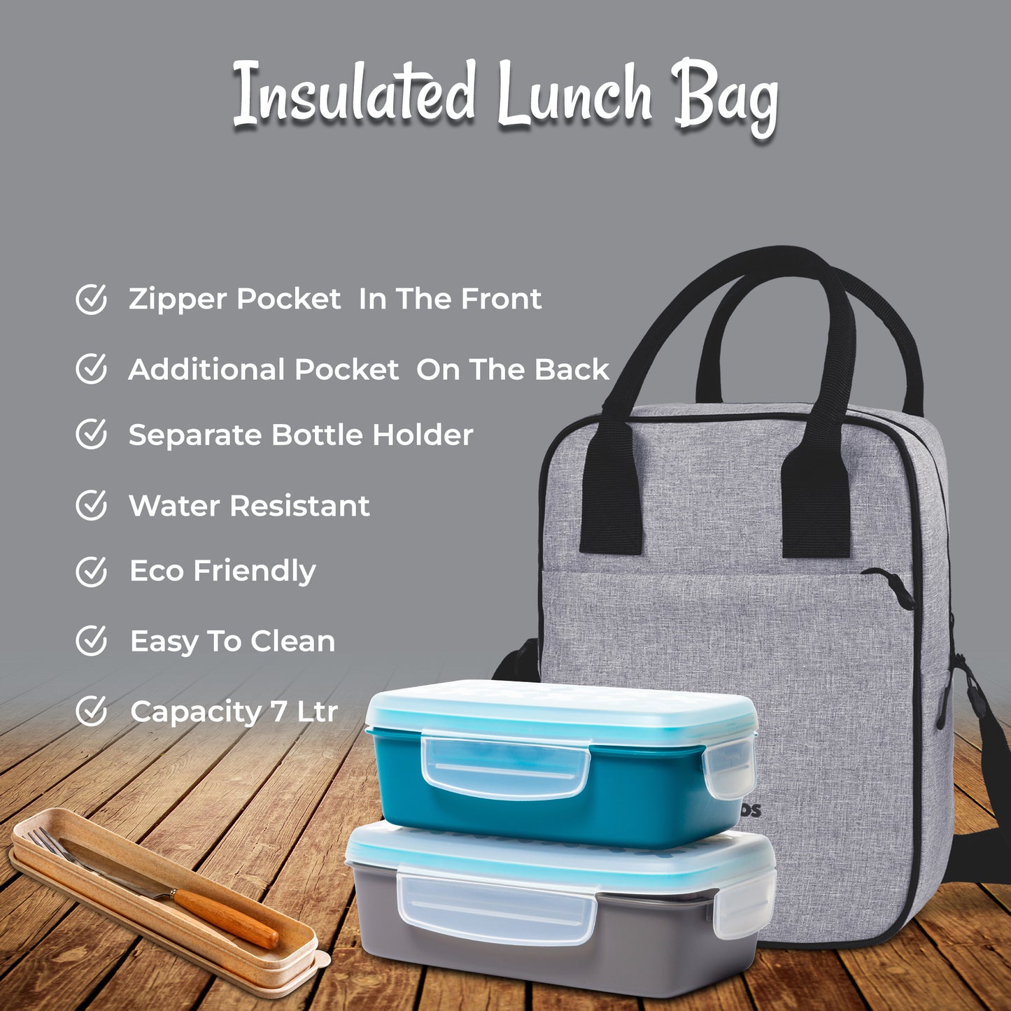 Lunch Bag with Shoulder Strap Grey